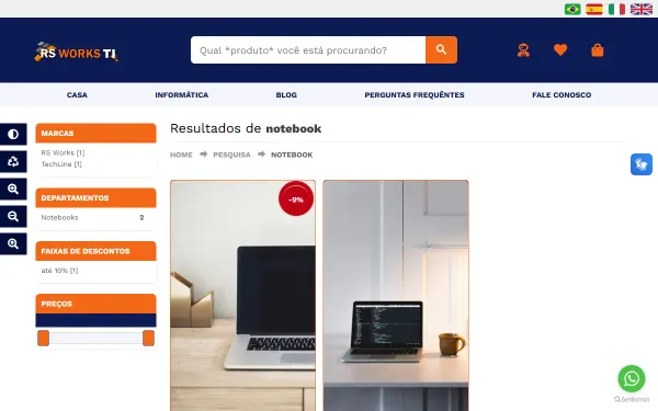 Busca com filtros por marca e preço