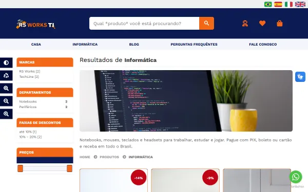 Categoria com capa, descrição e filtros