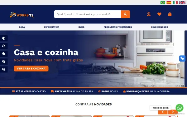 Página inicial com banners e categorias