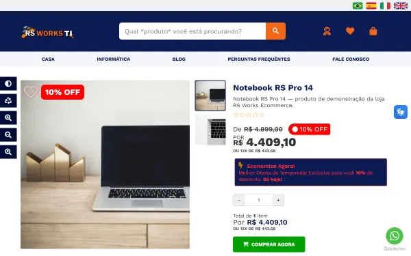 Página do produto com oferta e parcelamento